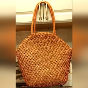 Orange Woven Tote Bag